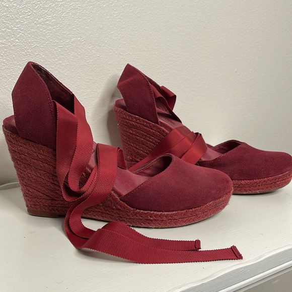 ASOS Shoes - ASOS ankle tie burgundy espadrille 9